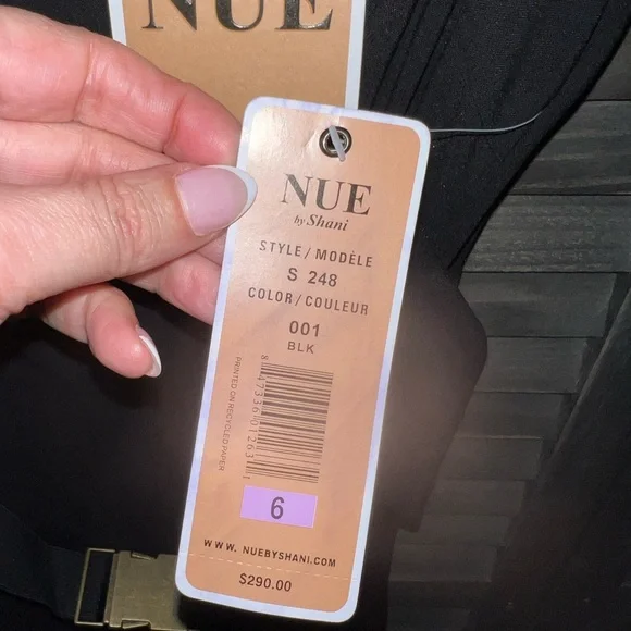 NWT NUE by Shani Black Wrap Dress – Belted Sheath Work Cocktail Size 6 - Picture 6 of 9